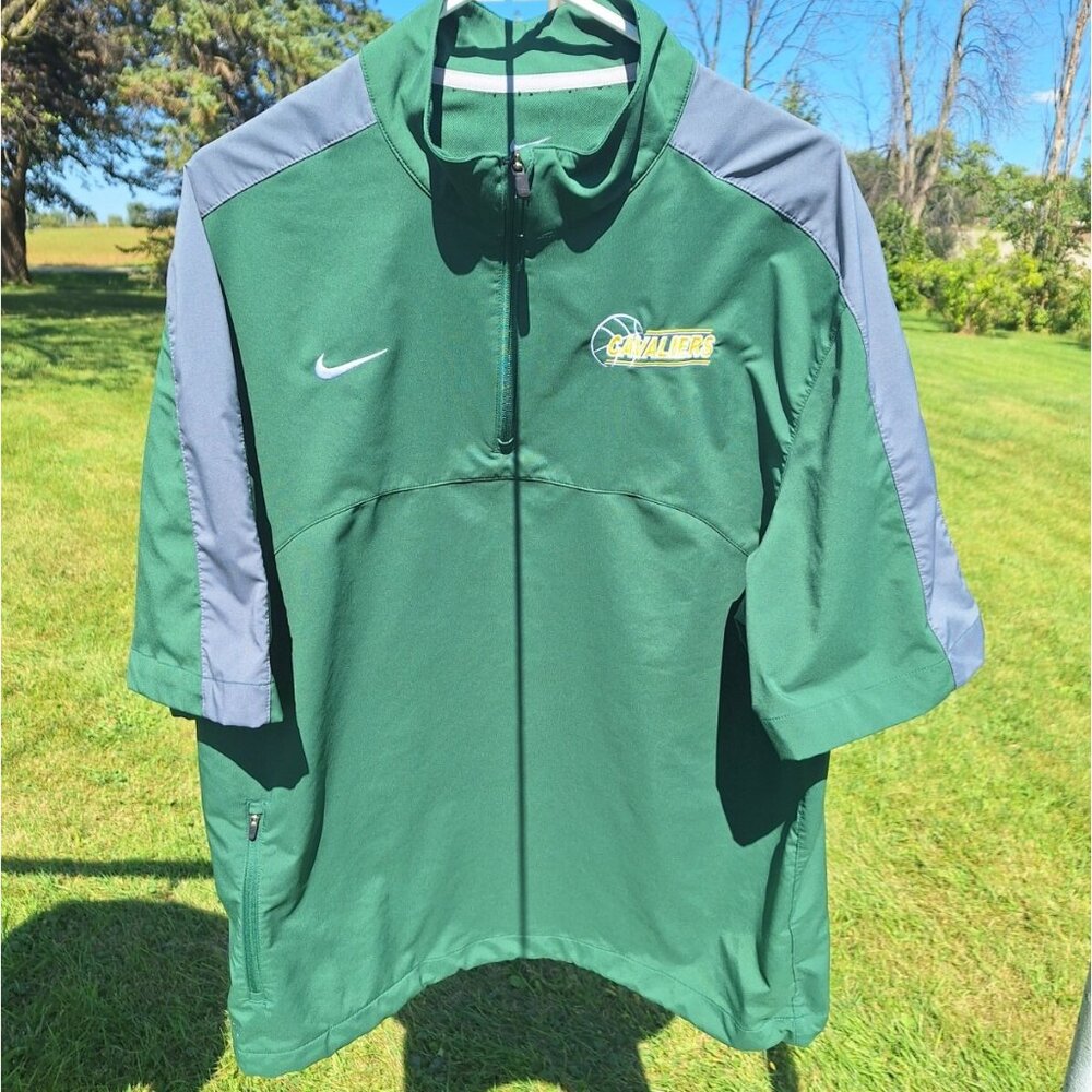 Nike Green Cavaliers 1/4 zip Short Sleeve Windbreaker Jacket, Size: Large